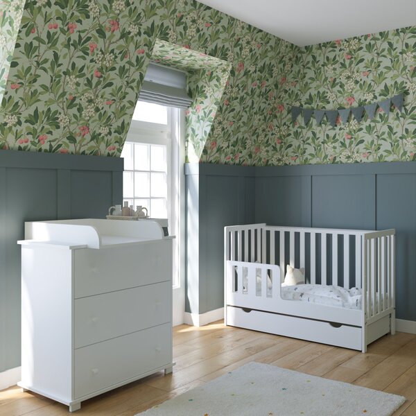 Łóżeczko 2w1 z barierką 120x60 Nestilo - Białe