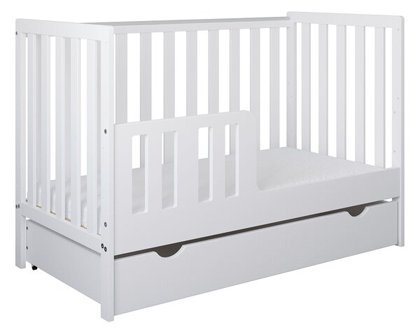 Łóżeczko 2w1 z barierką 120x60 Nestilo - Białe