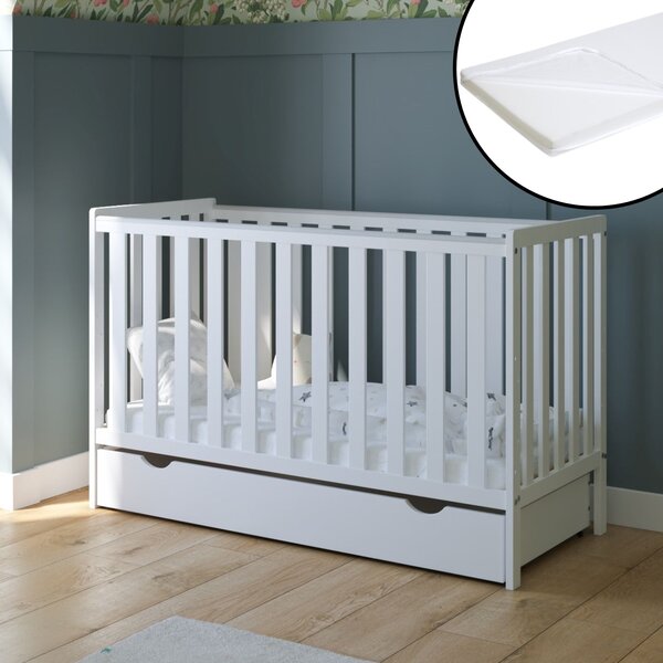 Łóżeczko 2w1 z barierką 120x60 Nestilo - Białe