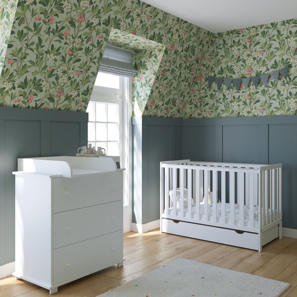 Łóżeczko 2w1 z barierką 120x60 Nestilo - Białe