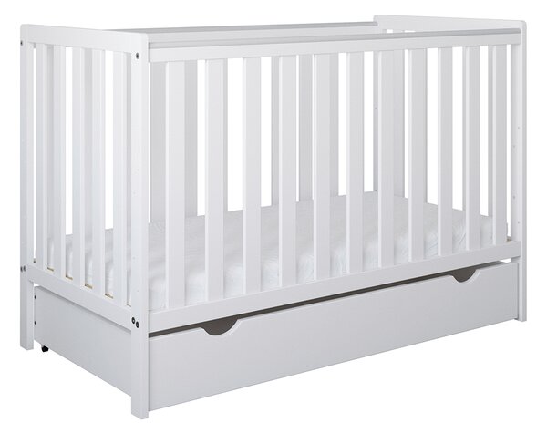 Łóżeczko 2w1 z barierką 120x60 Nestilo - Białe