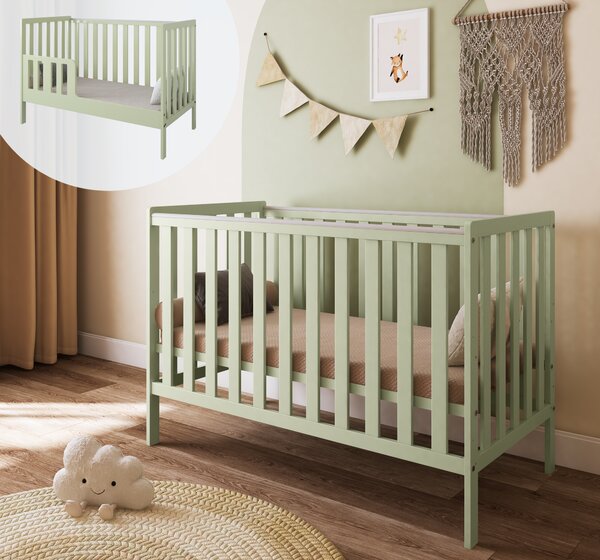 Łóżeczko 2w1 z barierką 120x60 Nestilo - Mięta