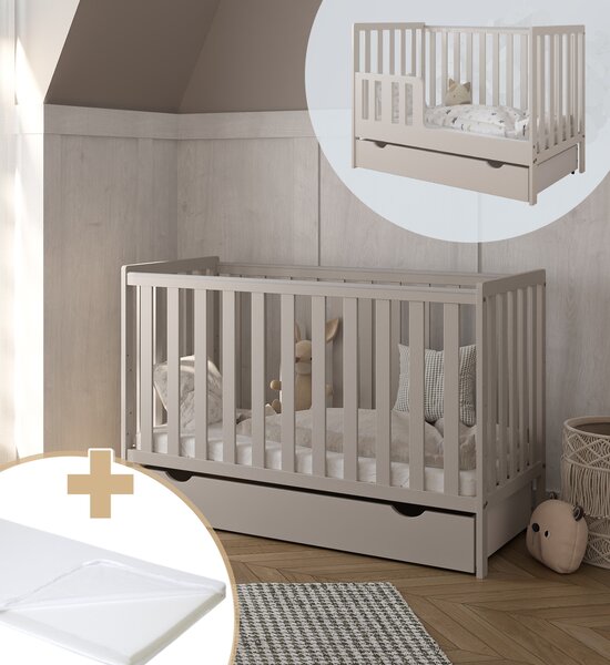 Łóżeczko 2w1 z barierką 120x60 Nestilo - Kaszmir