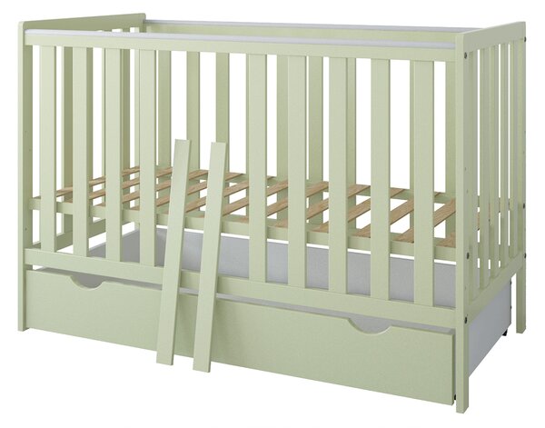 Łóżeczko 2w1 z barierką 120x60 Nestilo - Mięta