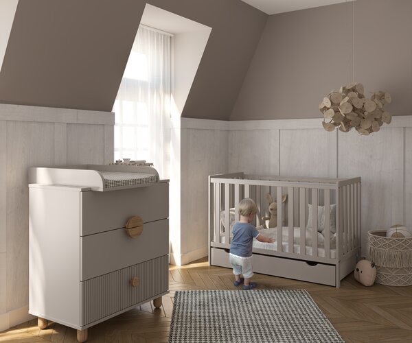 Łóżeczko 2w1 z barierką 120x60 Nestilo - Kaszmir