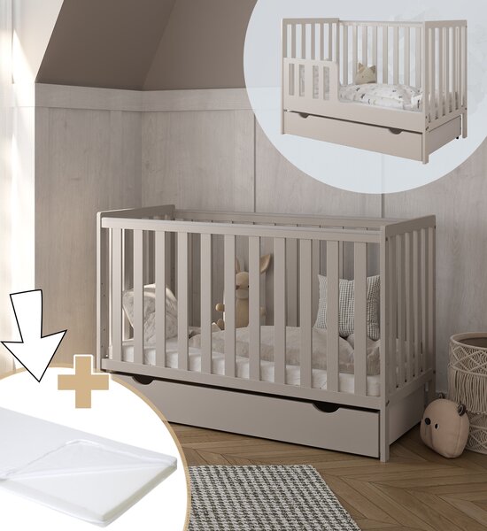 Łóżeczko 2w1 z barierką 120x60 Nestilo - Kaszmir