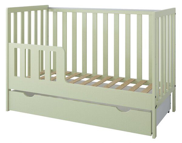 Łóżeczko 2w1 z barierką 120x60 Nestilo - Mięta