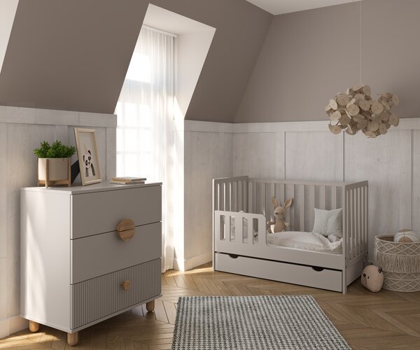 Łóżeczko 2w1 z barierką 120x60 Nestilo - Kaszmir