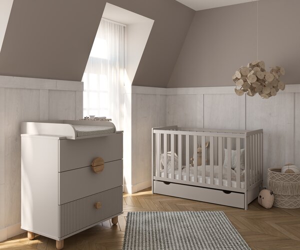 Łóżeczko 2w1 z barierką 120x60 Nestilo - Kaszmir