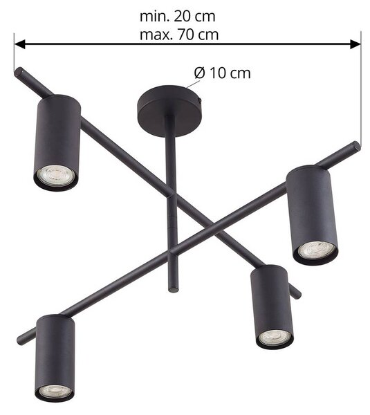 Lampa sufitowa Marilou Lindby, możliwość ściemniania, czarny, salon / jadalnia, metal, nowoczesny