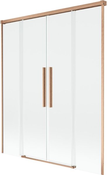 Mexen Rox parawan nawannowy 2-skrzydłowy rozsuwany 150 x 150 cm, transparent, miedź szczotkowana - 8C9-150-002-65-00