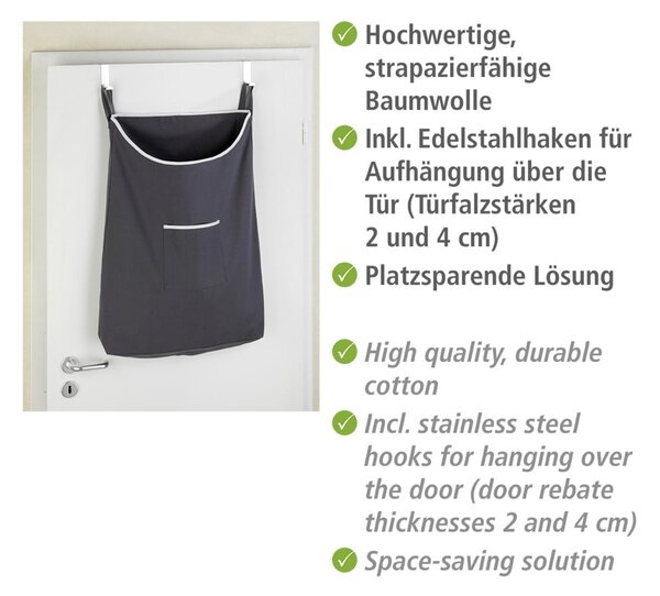 Szary wiszący kosz na pranie Wenko Door Laundry, 65 l