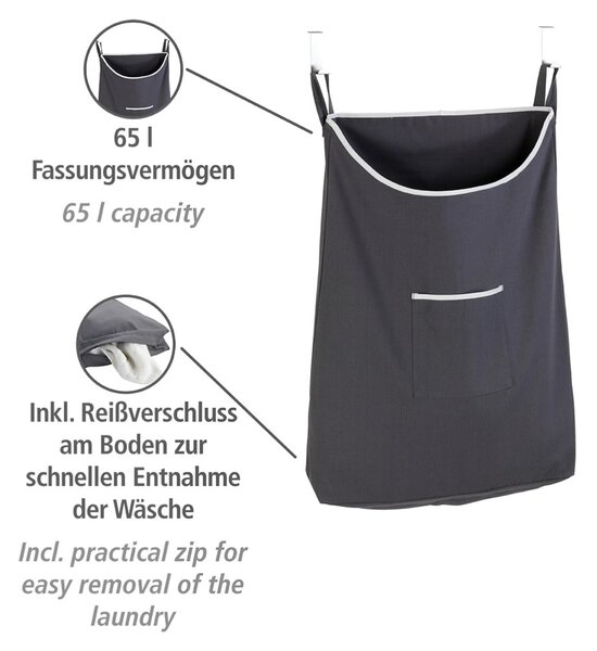 Szary wiszący kosz na pranie Wenko Door Laundry, 65 l