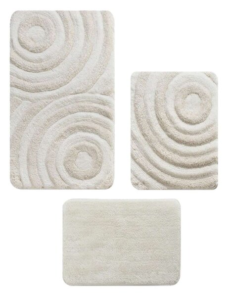 Beżowe dywaniki łazienkowe zestaw 3 szt. 60x100 cm Wave – Foutastic