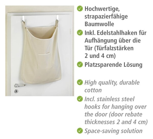 Beżowy wiszący kosz na pranie Wenko Door Laundry, 65 l