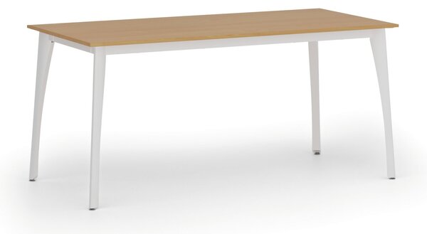 Stół konferencyjny do biura PRIMO OMEGA, 160x80 cm, biała podstawa, buk