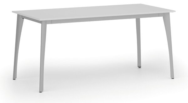Stół konferencyjny do biura PRIMO OMEGA, 160x80 cm, szara podstawa, biały