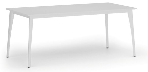 Stół konferencyjny do biura PRIMO OMEGA, 180x90 cm, biała podstawa, biały
