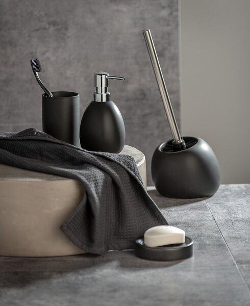 Matowy czarny ceramiczny dozownik do mydła Wenko Polaris