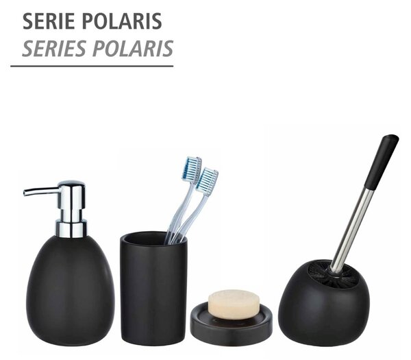 Matowy czarny ceramiczny dozownik do mydła Wenko Polaris
