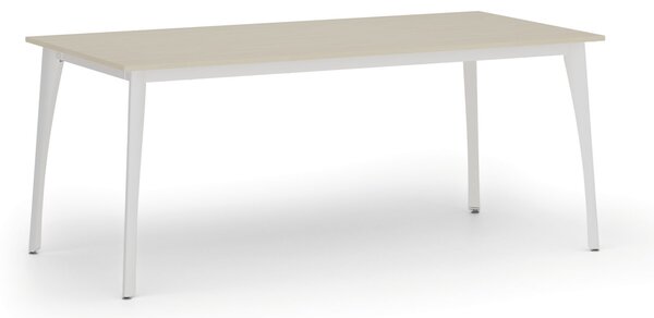 Stół konferencyjny do biura PRIMO OMEGA, 180x90 cm, biała podstawa, brzoza
