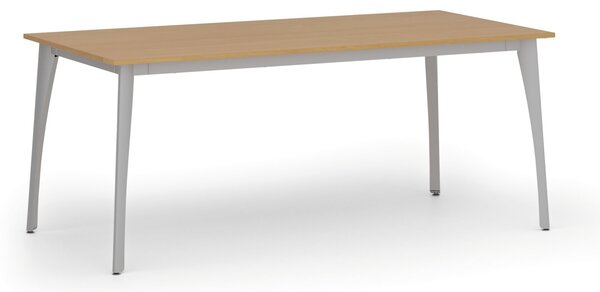 Stół konferencyjny do biura PRIMO OMEGA, 180x90 cm, szara podstawa, buk