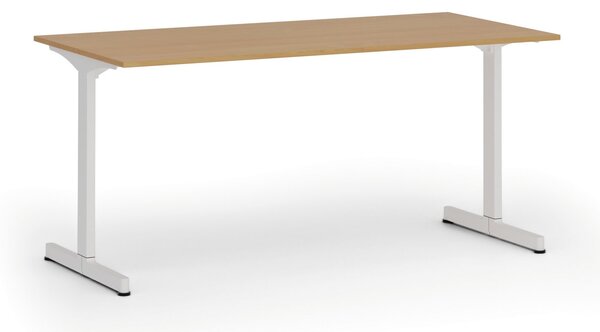 Biurko PRIMO BETA, 160x80 cm, biała podstawa, buk