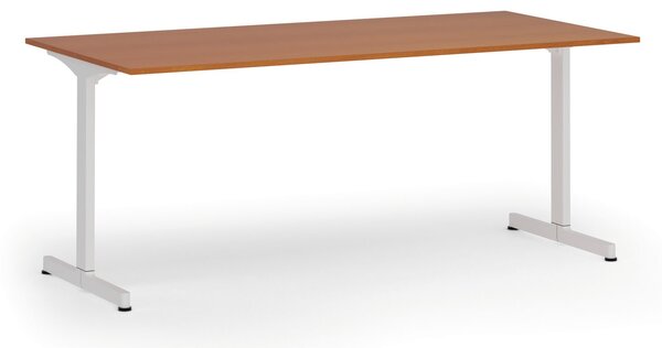 Biurko PRIMO BETA, 180x90 cm, biała podstawa, czereśnia