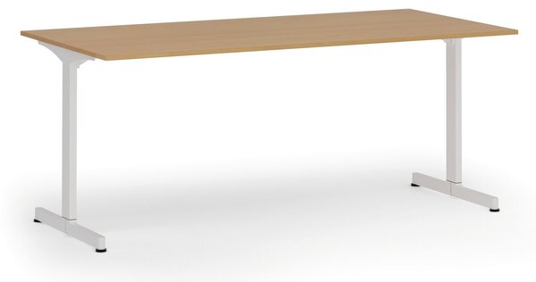 Biurko PRIMO BETA, 180x90 cm, biała podstawa, buk