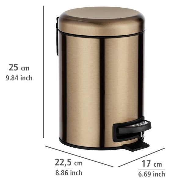 Kosz na śmieci z pedałem w miedzianym kolorze Wenko Leman, 3 l