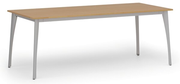 Stół konferencyjny do biura PRIMO OMEGA, 200x90 cm, szara podstawa, buk