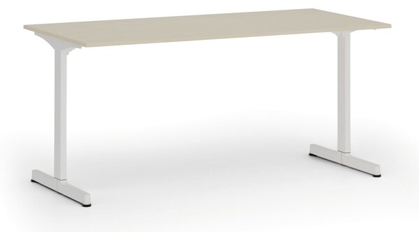 Biurko PRIMO BETA, 160x80 cm, biała podstawa, brzoza