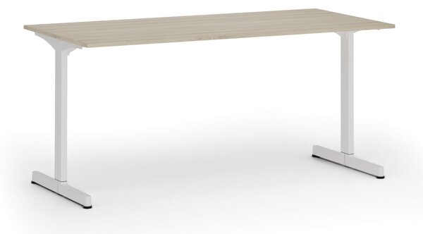 Biurko PRIMO BETA, 160x80 cm, biała podstawa, dąb naturalny