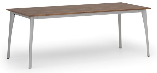 Stół konferencyjny do biura PRIMO OMEGA, 200x90 cm, szara podstawa, orzech