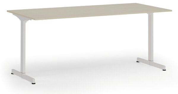 Biurko PRIMO BETA, 180x90 cm, biała podstawa, brzoza