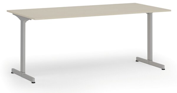 Biurko PRIMO BETA, 180x90 cm, szara podstawa, brzoza