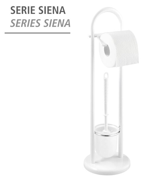 Biała szczotka do WC z uchwytem na papier toaletowy Wenko Siena