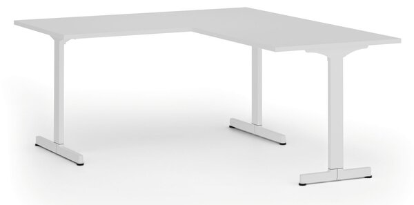 Narożne biurko PRIMO BETA L, 160x180 cm, L/P, biała podstawa, biały