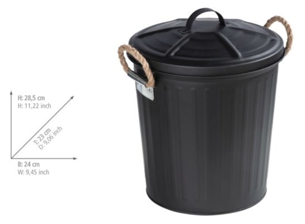 Czarny kosz Wenko Gara Matt, obj. 6 l