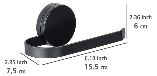 Czarny uchwyt na papier toaletowy Wenko Static-Loc® Pavia