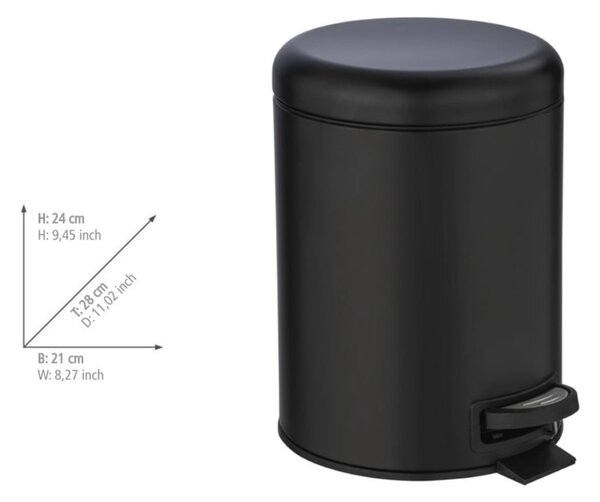 Czarny kosz na śmieci Wenko Leman, 5 l