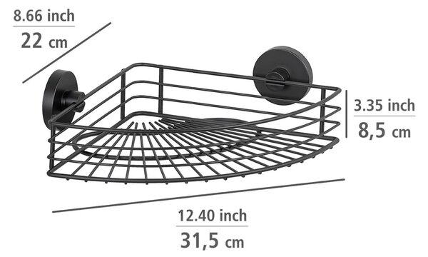 Czarna narożna półka łazienkowa Wenko Vacuum-Loc® Bari