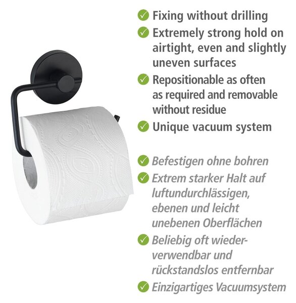 Czarny uchwyt na papier toaletowy Wenko Vacuum-Loc® Milazzo