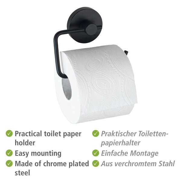 Czarny uchwyt na papier toaletowy Wenko Vacuum-Loc® Milazzo