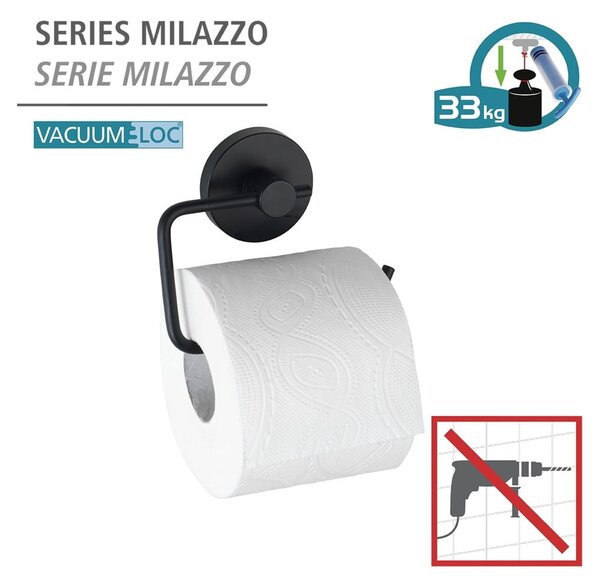 Czarny uchwyt na papier toaletowy Wenko Vacuum-Loc® Milazzo