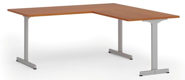 Narożne biurko PRIMO BETA L, 180x180 cm, L/P, szara podstawa, czereśnia