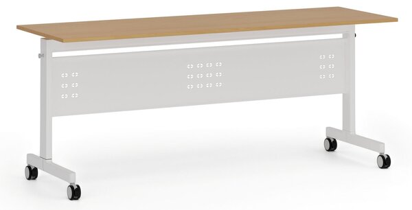 Mobilny stół PRIMO MOBI, 180x60 cm, biała podstawa, buk