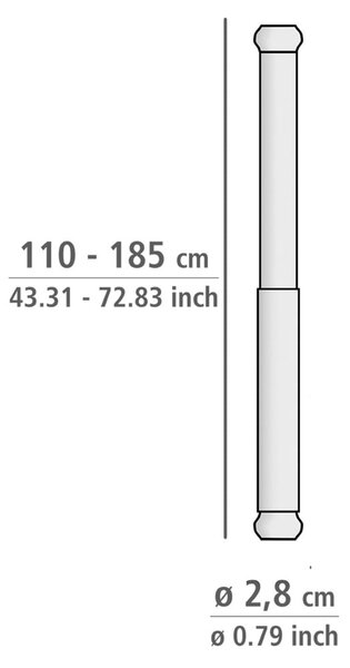Drążek teleskopowy w kolorze srebra do łazienki Wenko Luz, dł. 110-185 cm