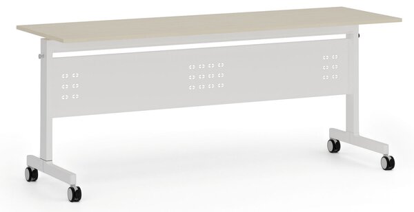 Mobilny stół PRIMO MOBI, 180x60 cm, biała podstawa, brzoza