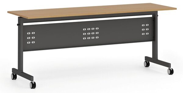 Mobilny stół PRIMO MOBI, 180x60 cm, czarna podstawa, buk